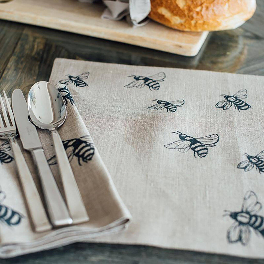Bee Linen Placemats Set Of Two By HELEN ROUND