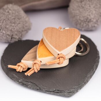 Handmade Maple Wood Heart Key Ring, 5 of 6