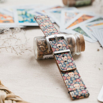 'Dia De Muertos' Handmade, Leather Smartwatch Strap, 6 of 9
