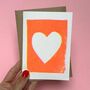Orange Heart Risograph Card, thumbnail 1 of 2
