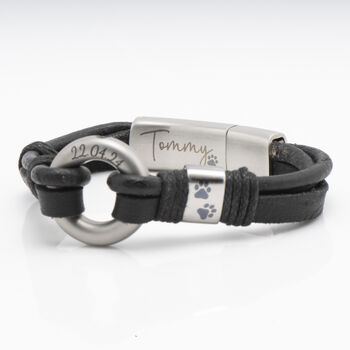 Personalised Black Braided Leather Ashes Memorial Bracelet With Urn, 7 of 10