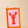 Lobster Scallop Colourful Kitchen Tea Towel, thumbnail 1 of 2
