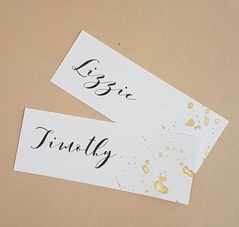 Gold Or Silver Splatter Name Place Cards, 3 of 3