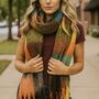 Multicoloured Tartan Print Scarf, thumbnail 1 of 6