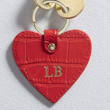 Personalised Scarlet Leather Heart Keyring, 2 of 3