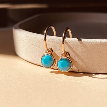 Faceted Turqoise Drop Hoop Earrings, 3 of 5