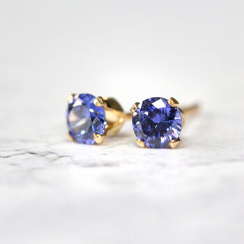 Blue Crystal Stud Earrings In Gold Or Silver, 6 of 12