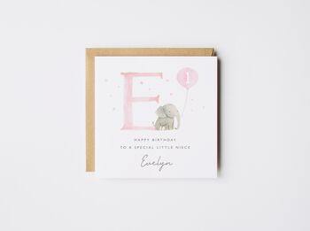 Elephant Happy 2nd Birthday Girl Card *Age Options, 2 of 5