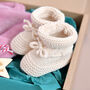 Personalised Dusty Pink Bunny Comforter And Booties Gift, thumbnail 5 of 9