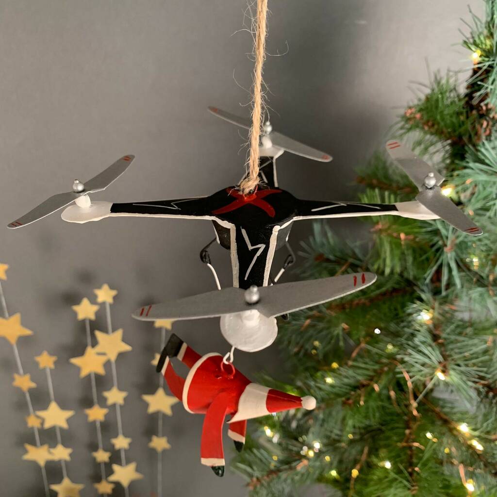Santa And Drone Christmas Decoration By Nest