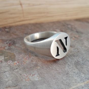 Personalised Stencil Silver Signet Ring, 2 of 4