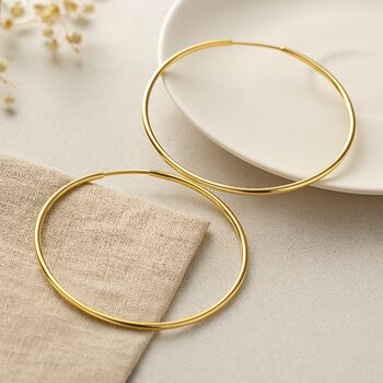 9ct Gold Sleeper Hoop Earrings – 37mm, 5 of 8