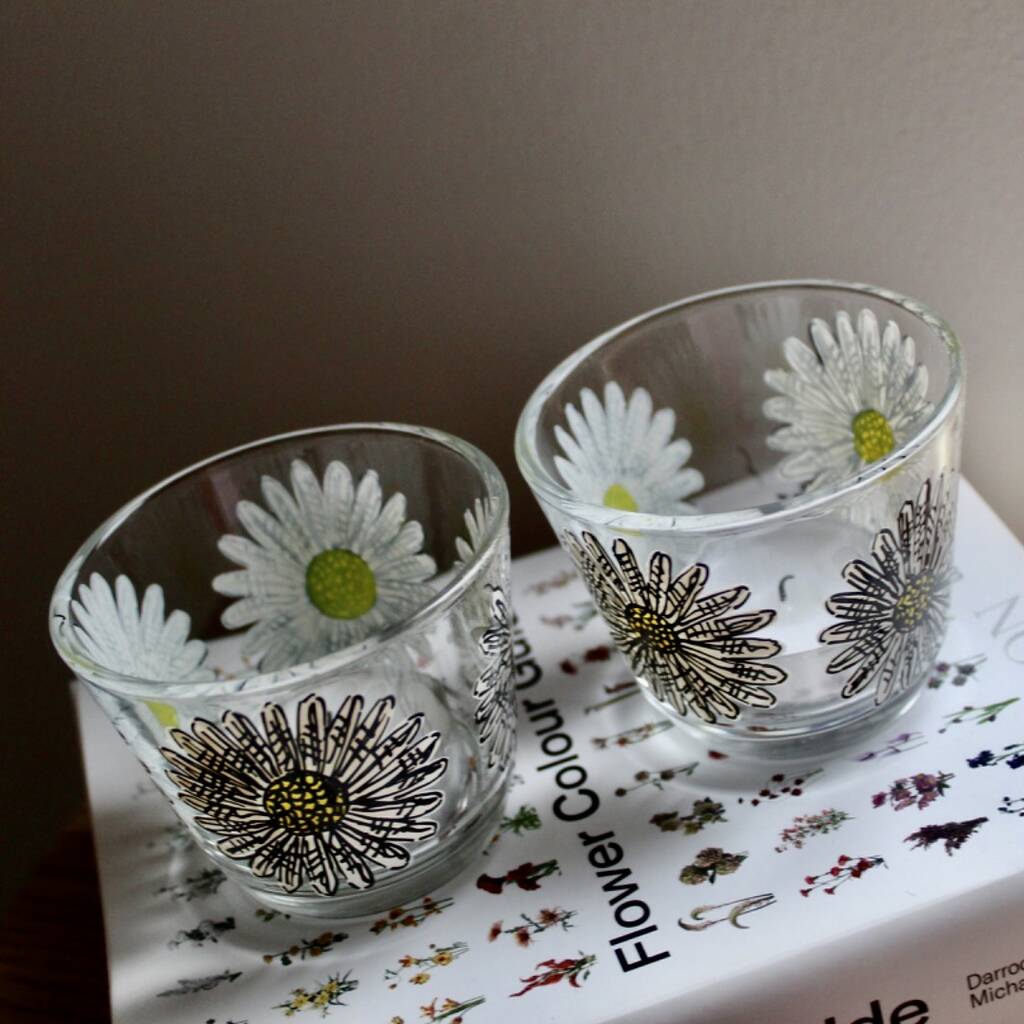 Daisy Hand Painted Glass Tea Light Holders By Samara Ball Designs