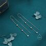 Sterling Silver Cz Bezel Cascade Drop U Threader Earrings, thumbnail 2 of 11