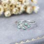 Sterling Silver Aqua Green Opal Olive Leaf Ring, thumbnail 3 of 12