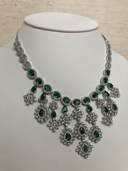 Emerald Green American Diamond Silver Set, 4 of 10