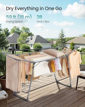 Winged Clothes Drying Rack With Sock Clip Arms, 2 of 7
