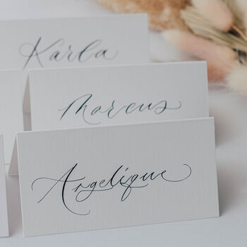 White Wedding Place Cards Written By Hand, 5 of 5