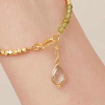 Green Peridot And Gold Plated Silver Bracelet, 4 of 12