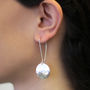 Circular Hammered Silver Drop Earrings, thumbnail 1 of 6
