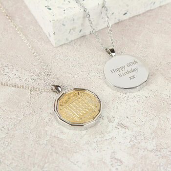 Personalised 60th Birthday Threepence Coin Necklace, 4 of 7