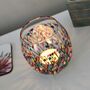 Multicoloured Blossom Painted Round Glass Tea Light Holder, thumbnail 3 of 5