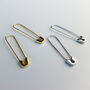 Sterling Silver Safety Pin Drop Earrings, thumbnail 3 of 8