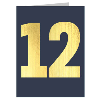 Mini Gold Foiled Number Twelve Card, 2 of 5