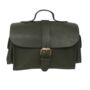 Small Leather Crossbody Satchel Handheld Handbag Khaki Dark Military Green With Side Pockets, thumbnail 5 of 9