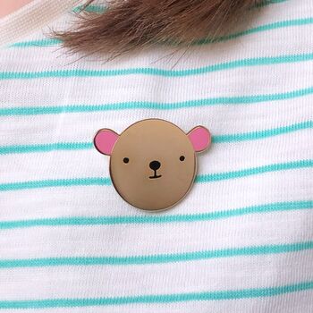 Bear Hug Pink Enamel Pin Badge, 5 of 12