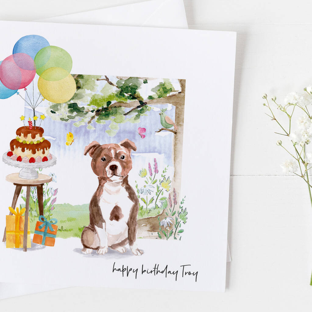 Staffordshire Bull Terrier Dog Birthday Card .7v14a By The Wrapping ...