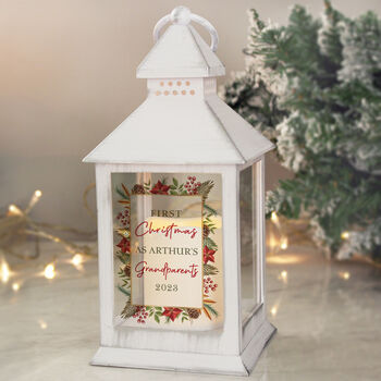 Personalised Poinsettia White LED Lantern – Christmas Ornament, 4 of 6