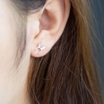 Sterling Silver Bunny Ears Stud Earrings, 2 of 6
