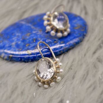 Clear Quartz, Pearl Silver Earrings, 3 of 12