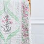 Floral Pink Palm Tree Print Kantha Throw, thumbnail 4 of 6