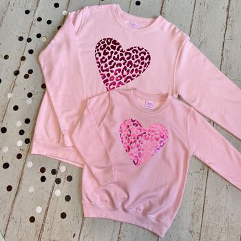 Twinning Leopard Print Heart Sweatshirts By Glitter & Mud ...