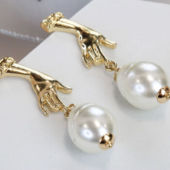 Gold Drop Earring With Alien Pearl, 7 of 7