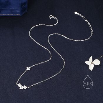Sterling Silver Tiny Hydrangea Bouquet Cz Necklace, 6 of 11