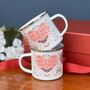 Pair Of Red And Pink Enamel Mugs For Couple, thumbnail 7 of 7