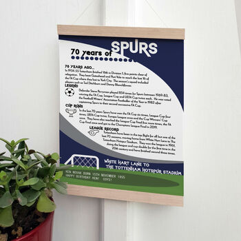 70 Years Of Being A Football Fan 70th Birthday Print Gift 50 Clubs Available, 5 of 7