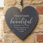 Personalised 'Together' Slate Hanging Heart Decoration, thumbnail 1 of 10