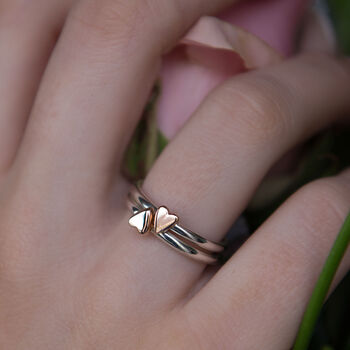 Handmade Silver And Solid Rose Gold Heart Ring, 4 of 6