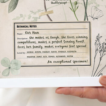 Personalised Botanical Notes For Nanny Framed Print, 6 of 8