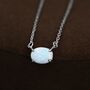 Sterling Silver White Opal Oval Necklace, thumbnail 2 of 12