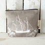 Sailing Boat Linen Make Up Bag, thumbnail 1 of 3