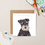 Schnauzer With Baubles Christmas Card With Gold Foil, thumbnail 1 of 3