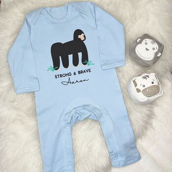 Strong And Brave Gorilla Personalised Jungle Rompersuit, 3 of 5