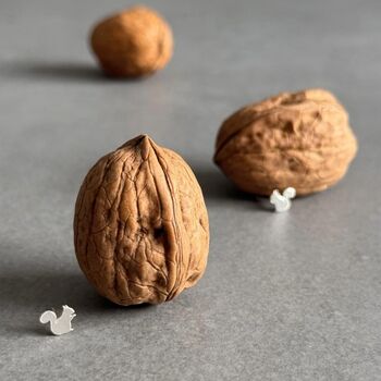 You Are Nuts Sterling Silver Squirrel Earrings, 2 of 9