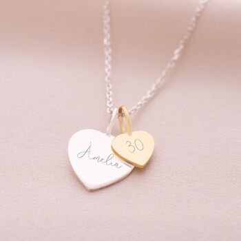 Sterling Silver Sia Birthday Double Heart Necklace, 5 of 12