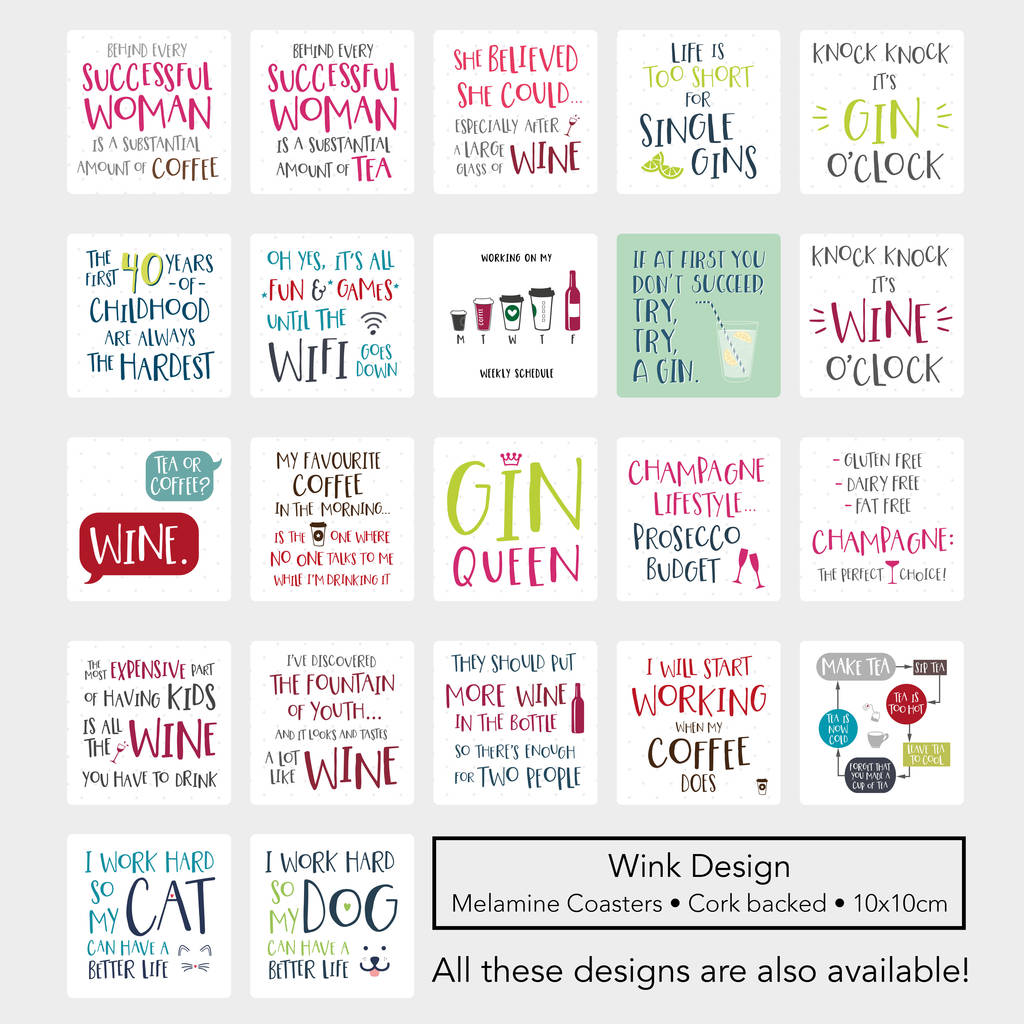 'Knock Knock It's Gin O'clock' Gin Coaster By Wink Design